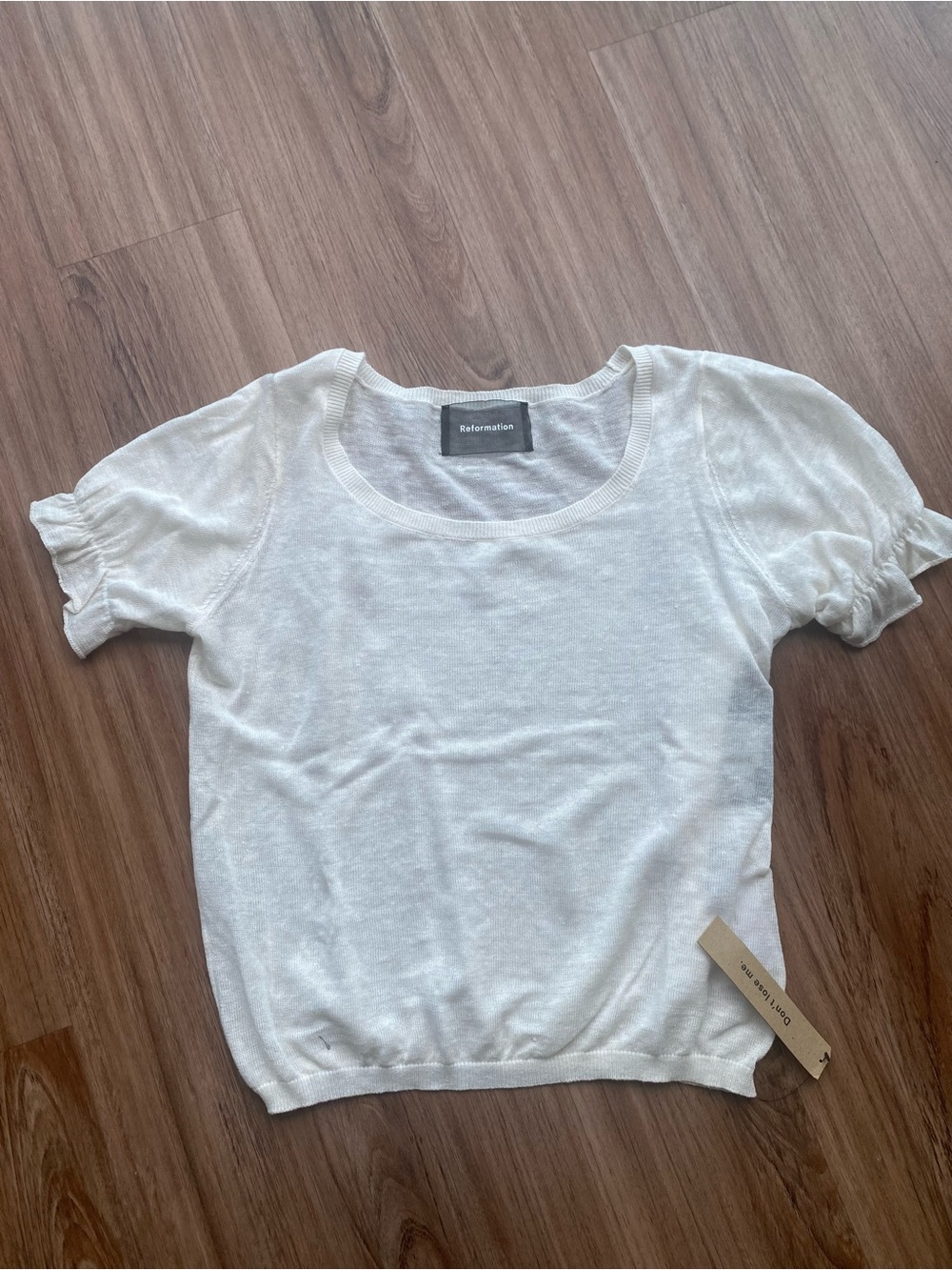NWT Reformation Priah White Short-Sleeve Scoop Neck Puff Sleeve top